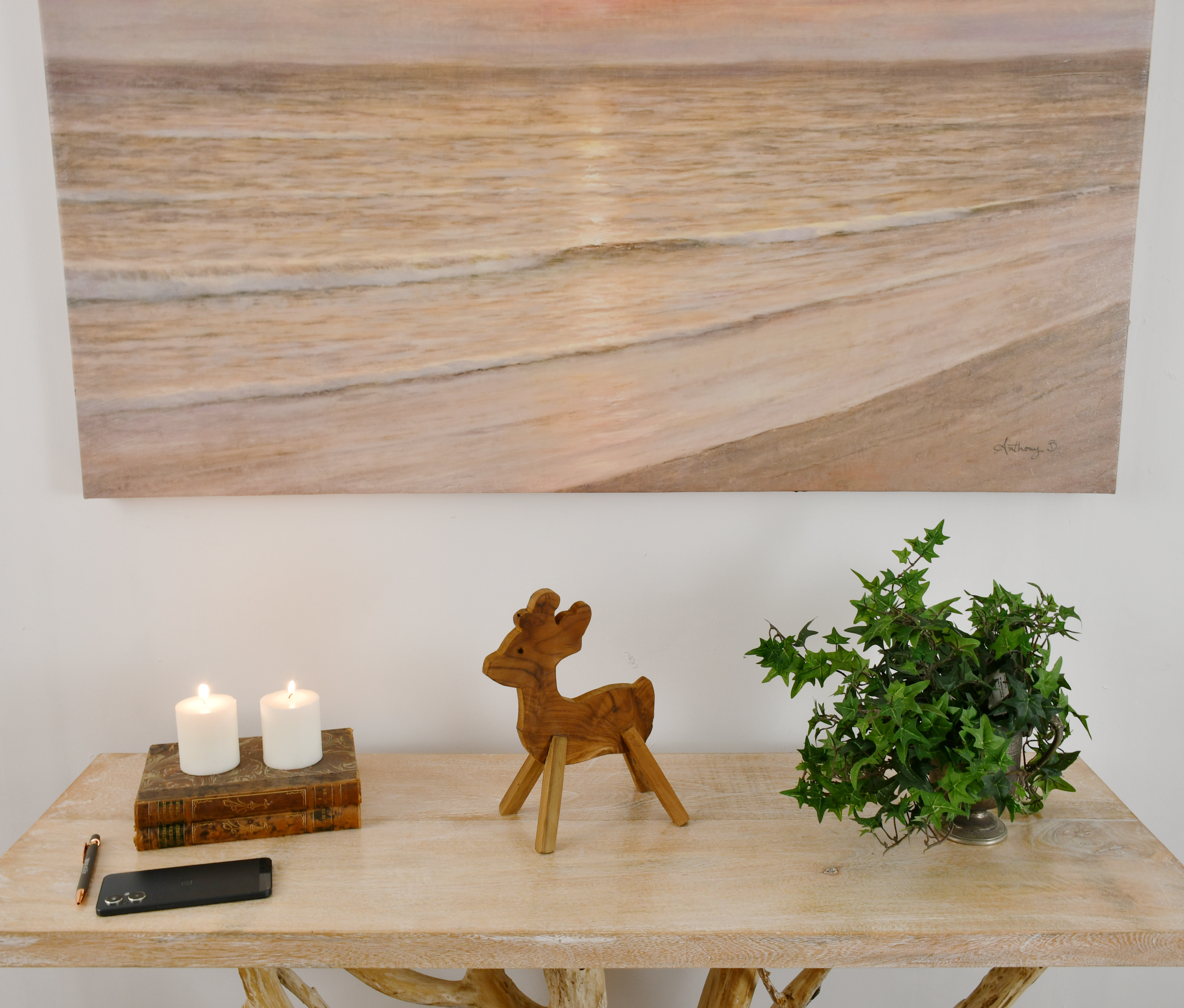 Standing Teak Deer 11 inches